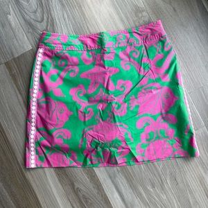 Lilly Pulitzer Skort sz 8 pink green sea print zipper closure